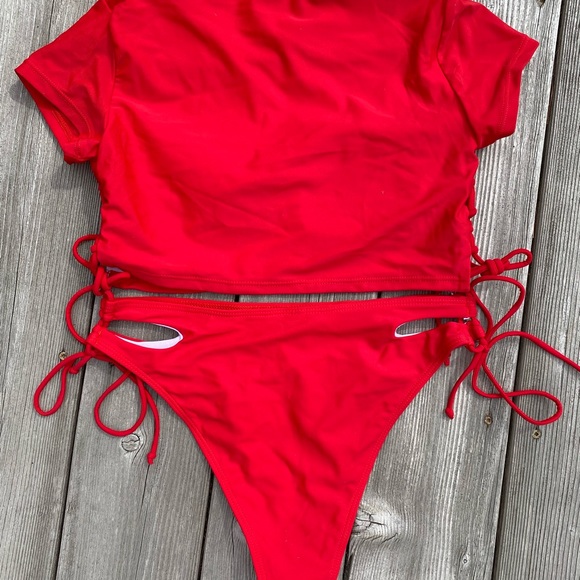 Red Two Peice SHEIN Swimsuit - Picture 2 of 9